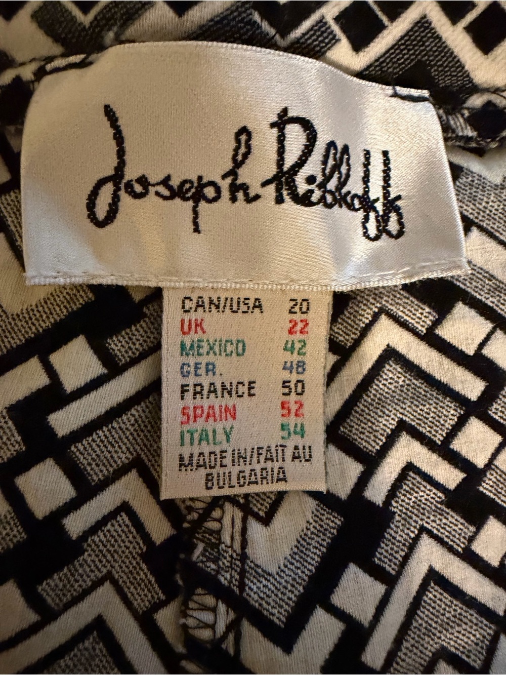 Joseph Ribkoff Monochrome Zigzag Print Blouse